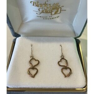 Black Hills Gold 10K Yellow And Rose Gold Petite Heart Dangle Earrings
